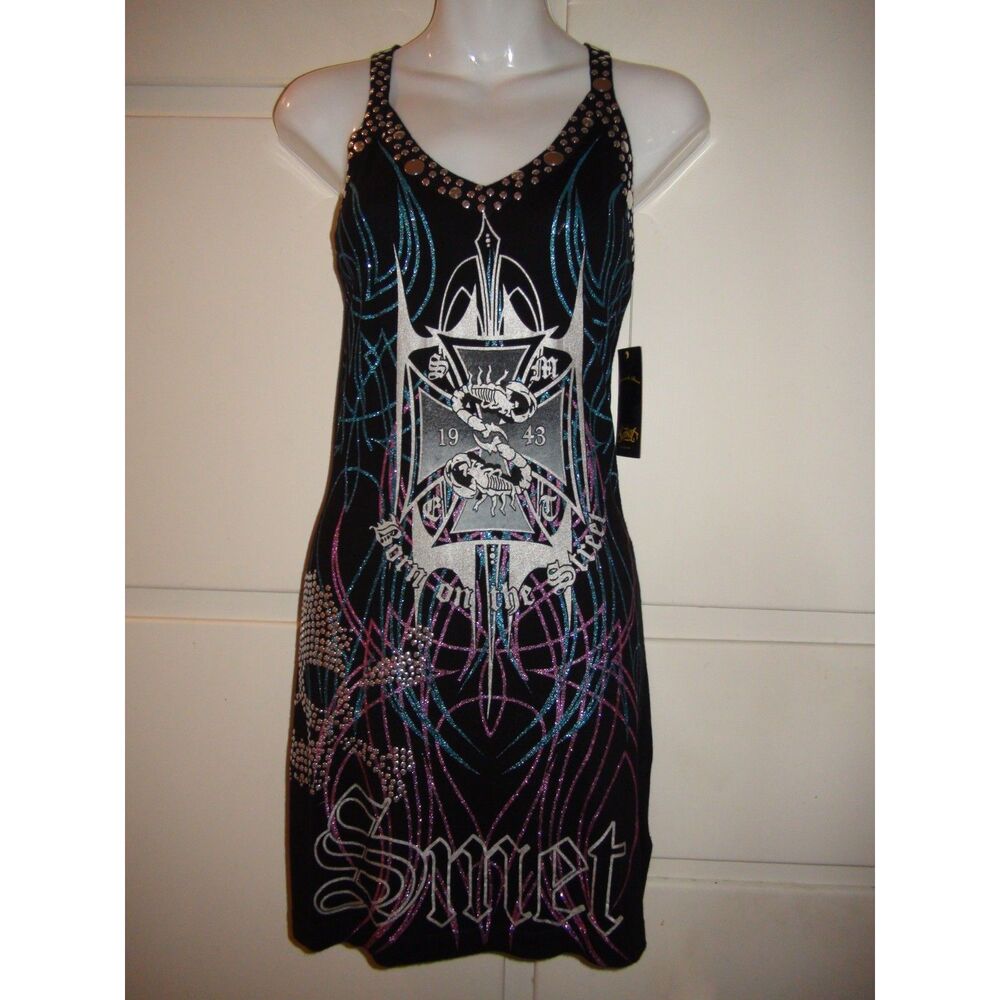 Smet Black Tank Dress Glitter Graphics